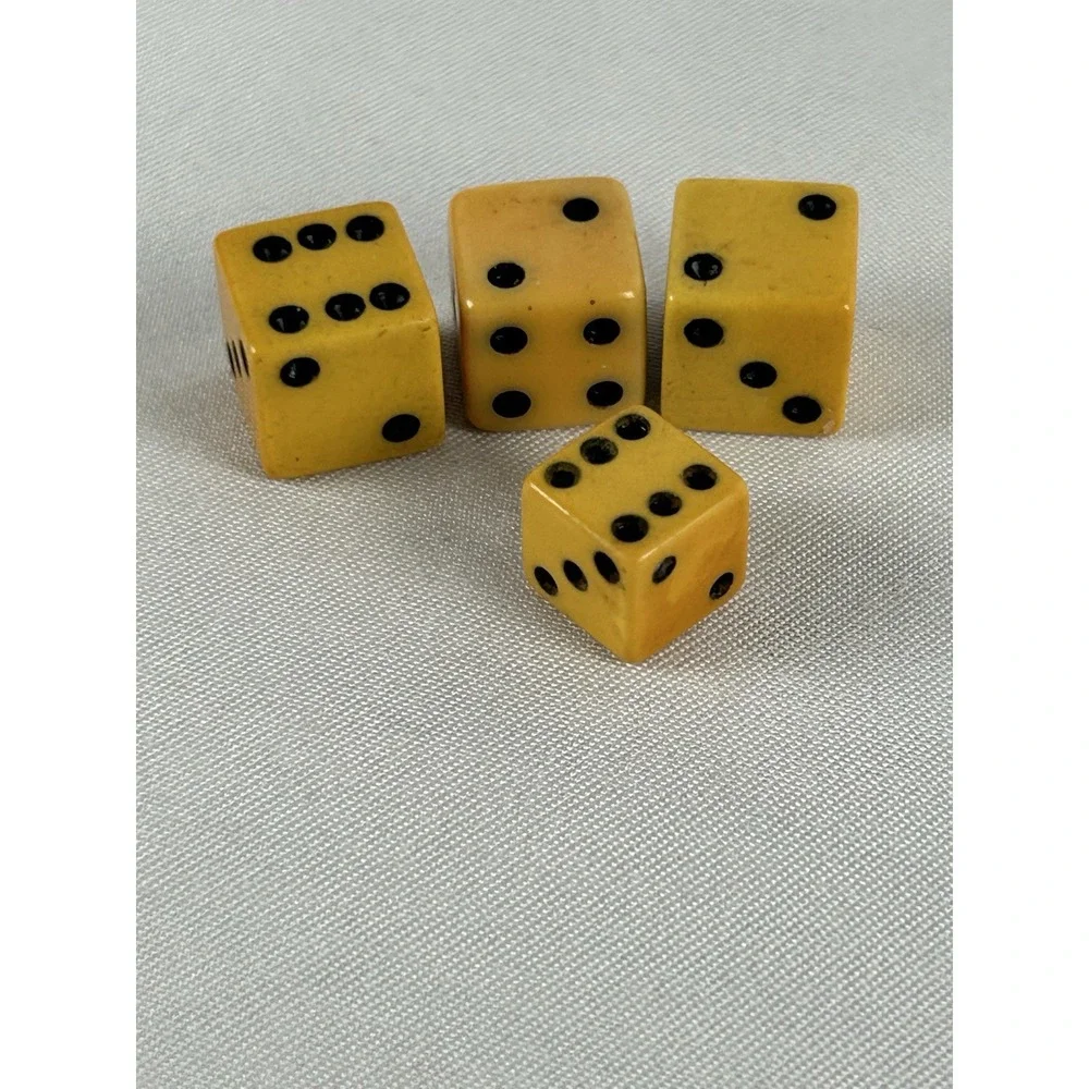 Vintage Yellow Butterscotch Bakelite Miniature Dice 5/16